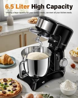 Keukenmachine - Mixer Deegmachine - Bakken en Koken - Krachtige 1300W Motor - 65 Liter - Zwart — thumbnail 3