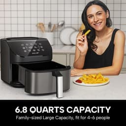 Airfryer 6.8 Liter - Heteluchtfriteuse Luchtfriteuse - Gezond Koken - 10-in-1 Functionaliteit - 6.8 Kwarts - Zwart — thumbnail 5