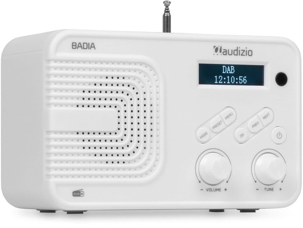 DAB radio - Audizio Badia - Kleine radio - Met Bluetooth, USB en AUX - Slaapkamer radio - Wit — afbeelding 1