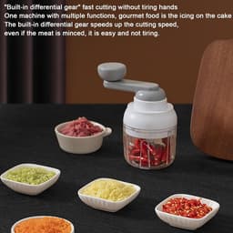 Handmatige Keukenmachine - Groentesnijder Mixer - Snel Ingrediënten Snijden - Draaibare Slinger - 250 ml - Wit — thumbnail 5