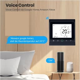 Slimme Thermostaat - Temperatuurregelaar Vloerverwarming - Comfort Thuis - LCD Touchscreen - 86 x 86 mm - Zwart — thumbnail 4