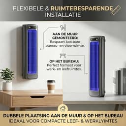 Sander Shop Draagbare airconditioner met stille koelventilator en 3 snelheden Ophangbaar, met haken, luchtcirculatie, lange batterijduur, geschikt voor keukenbladen, enz (zwart) — thumbnail 3