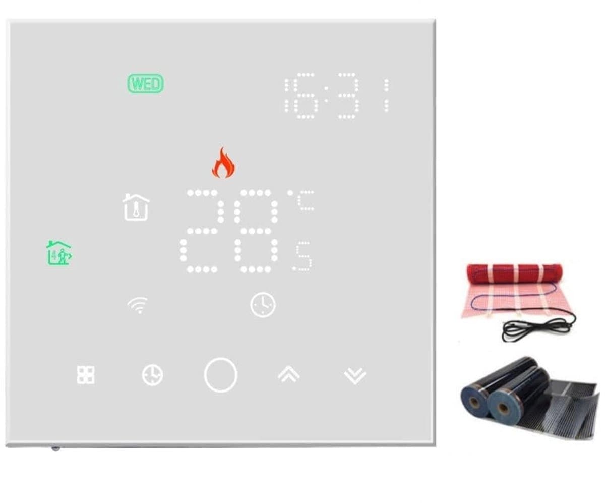 Digitale Thermostaat - Slimme Regelaar - Verwarming Instellen - App Bediening - 80x80 mm - Wit — afbeelding 1