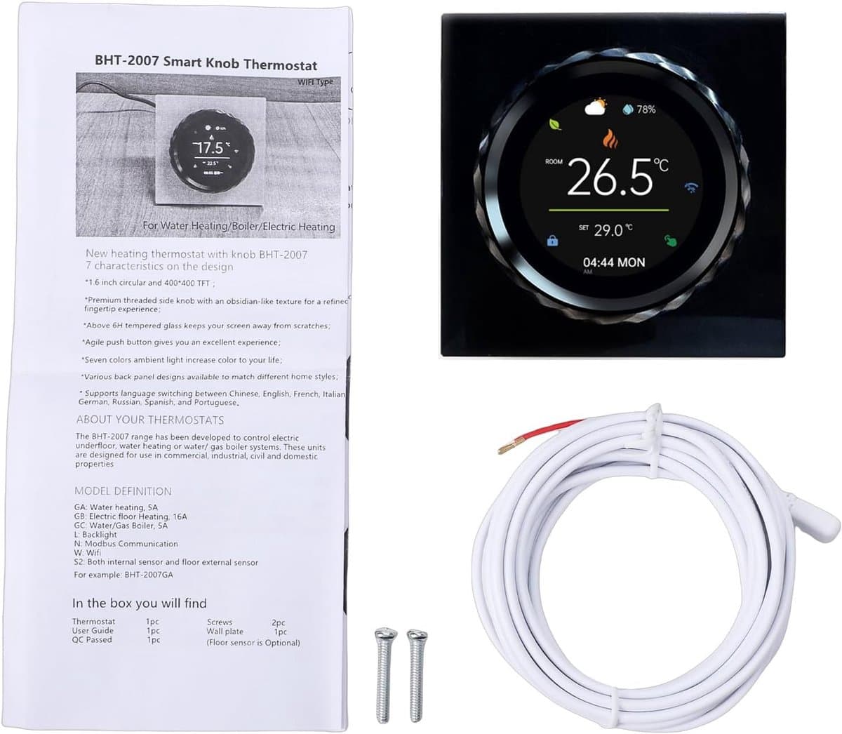 Slimme Thermostaat - Temperatuurregelaar WiFi - Energie Besparen - Programmeerbare Schema's - 16A - Zwart — afbeelding 1