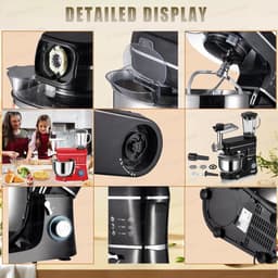 Keukenmachine - Mixer Blender - Bakken En Koken - 3-in-1 Functionaliteit - 7 Liter Kom - Zwart — thumbnail 2