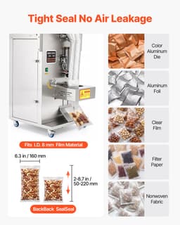VEVOR Poederverpakkings- en Vulmachine, Volledig Automatische Vulmachine 10-500 G, Intelligent Wegen, Vullen en Verpakken, Roestvrij Staal, Vloermodel, Ideaal voor Noten, Zaden, Thee, Koffiebonen, Specerijen en Meel — thumbnail 5