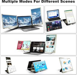 SnelShoppen - 15,6 inch Laptopscherm Uitbreiding - FHD 1080P Triple Portable Monitor - 120% sRGB - Laptop Monitor voor Mac, Windows, Chrome, Android - — thumbnail 3