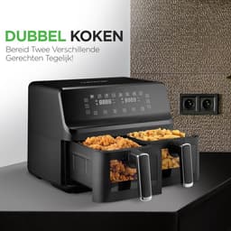 Dubbele Mand Airfryer - Heteluchtfriteuse Olievrij - Gezond Koken - Transparant Venster - 88 Liter - Zwart — thumbnail 4