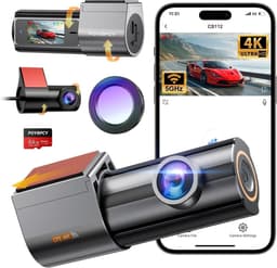 Dashcam voor auto - Zwart - 4K + 1080P Dual Lens - Met CPL Filter en 170° Groothoek - Voor en Achter Camera met WiFi en 64GB Geheugenkaart — thumbnail 1