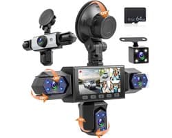 Dashcam voor auto - Zwart - 3,16 inch IPS-display - 5 Camera's met Nachtzicht en 64 GB SD-kaart - Voor Particuliere Chauffeurs