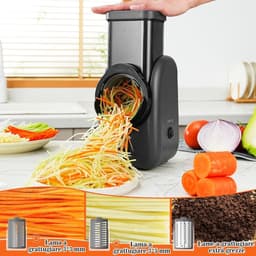 Elektrische groentesnijder - Zwart - Compact - Multifunctionele keukenmachine voor snijden, raspen en hakken — thumbnail 3