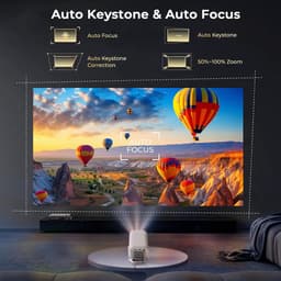 SnelShoppen - Slimme Beamer Native 1080P FHD met 4K Ondersteuning | Android 13, Auto Focus/Keystone, 800 ANSI Lumen, Google CTS Gecertificeerd, Compat — thumbnail 2