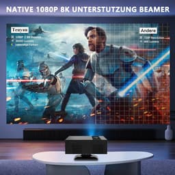 SnelShoppen - 4K Projector met Google TV, Native 1080p, 8K Ondersteuning, AI Beeldverbetering, Autofocus, Slimme Projector met Automatische Keystone-C — thumbnail 2
