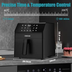 SnelShoppen - Airfryer 6L - Gezonde Frituurpan 1500W met 10 Voorinstellingen, Visueel Kookvenster, Antiaanbakmand - Ideaal voor Keuken, Feest, Gezinne — thumbnail 2