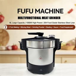 Elektrische Yam Maker - Fufu Machine - Afrikaanse Swallows Maken - Automatisch Plet Systeem - 6 Liter - Zilver — thumbnail 3