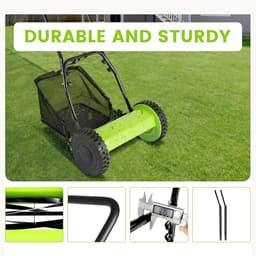 Handmatige Grasmaaier - Duwgrasmaaier Grasveger - Gazon Onderhoud - Met Opvangzak - 12 Inch - Zwart — thumbnail 3