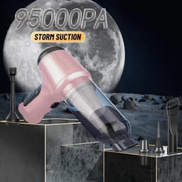 Draagbare Stofzuiger - Handstofzuiger Mini Kruimeldief - Auto Interieur Reinigen - 95000PA Sterke Zuigkracht - 21x16x6.5 cm - Roze — thumbnail 3