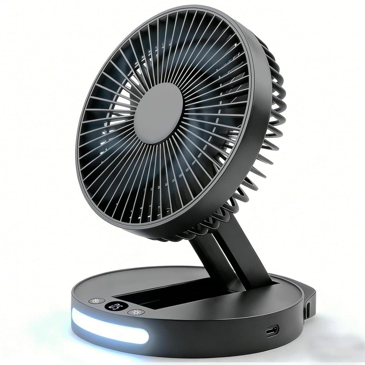 LISM – Deze draagbare bureauventilator heeft een 180 graden kantelbare ventilatorkop en een opvouwbaar ontwerp. Het is een stille, persoonlijke ventilator, geschikt voor thuiskantoren, slaapkamers en kamperen. Grijs — afbeelding 1