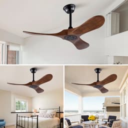 HAUSS SPOLE Plafondventilator – Stille DC-Motor Met Geheugenfunctie – 106,68 cm – Metaal En Hout – Zwart En Donker Walnoot – Voor Woonkamer En Terras — thumbnail 2