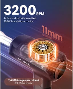 Massage Gun met Infrarood en Warmte – 5 Snelheden – 6 Massagekoppen – 11 mm Amplitude – 120W — thumbnail 2