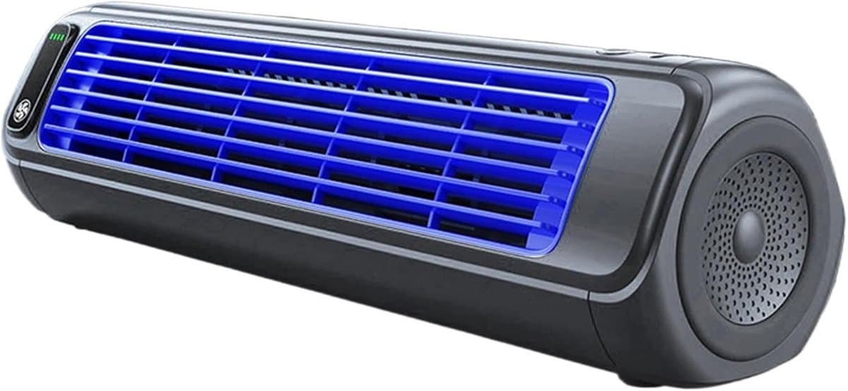 Stille Staande Ventilator - Geruisloze Koeler - Kamertemperatuur Verlagen - Vleugelloos Ontwerp - 9D x 10W x 9H cm - Grijs — afbeelding 1