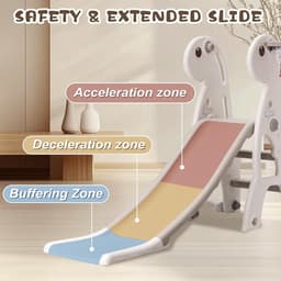 indoor babyglijbaan klim vrijstaande speelset met basketbalring & in hoogte verstelbare schommel (grijs) — thumbnail 2