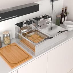 Elektrische Friteuse - Friteuse met mand Olie frituurpan - Grote porties frituren - Afneembare onderdelen - 55 liter - Zilver — thumbnail 4