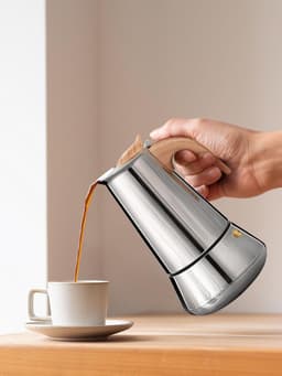 Espressomachine Moka, 350 ml, voor inductie, 6 kopjes van roestvrij staal, Italiaanse espressomachine voor alle warmtebronnen — thumbnail 3