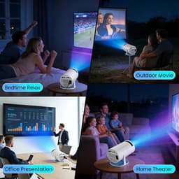 Beamer, 4K 1080P ondersteuning, met WiFi 6, Bluetooth 5.0, draagbare thuis- en buitenprojector, voor Android/iPhone/PC/Mac/Switch — thumbnail 2