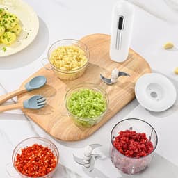 Elektrische Keukenmachine - Knoflookhakker Mini - Snel Ingrediënten Hakken - Draadloos USB-oplaadbaar - 400 ml kom - Wit — thumbnail 2
