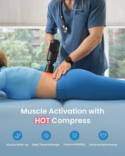 Massagepistool met Warmte & Koeling – Deep Tissue Massage Gun – 3200 RPM – USB-C Snelladen – Draadloos – Inclusief Draagtas — thumbnail 2