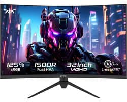 KTC H32S17 32" Gaming Monitor - Curved - QHD 2560×1440 - HVA - 180Hz - HDR10 - 1ms MPRT - Zwart