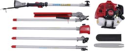 Benzine Bosmaaier - Multitool Grasmaaier - Tuinonderhoud - 4-in-1 Functionaliteit - 25 cm Snijbreedte - Rood Wit Zwart — thumbnail 1