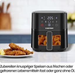 Luchtfriteuse - Airfryer compact - Snelle maaltijden bereiden - Hoge frituurtechnologie - 375 Liter - Zwart — thumbnail 5