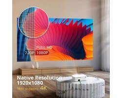 Byintek - K45 - Beamer - Projector Beamer - Mini Meamer - 4k - Full HD 1080P - 1920x1080dpi - Automatische focus - met WiFi - 950ANSI Lumens - Wit