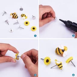 Set van 60 platte hars cabochons met bijen en zonnebloem motieven, ideaal voor doe-het-zelf ambachten en sfeervolle woondecoratie projecten — thumbnail 2