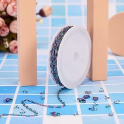 5 meter roestvrijstalen gevlochten ketting in regenboogkleur, ideaal voor het maken van armbanden en kettingen met duurzame en stijlvolle uitstraling — thumbnail 4