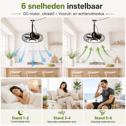 MUPOO Plafondventilator met verlichting Buiten 3 Bladens- IP65 Waterdicht Plafondventilator met Lamp Ø50 cm-plafondventilator zwart met 5M Stekker- App & Afstandsbediening- 6 Snelheden- Dimbaar LED voor Terras, Veranda, Pergola en Overkapping — thumbnail 5