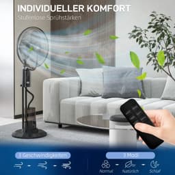 NordHaus Staande Ventilator met Waterkoeling - Luchtbevochtiger - Mistventilator - Ultrasone Verkoeling - Zwart 120 cm — thumbnail 2