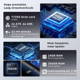 SnelShoppen - Android Tablet 11 Inch met Gemini AI, Octa-Core T7250, 24GB RAM, 256GB ROM (uitbreidbaar tot 2TB), 16MP + 8MP Camera, 8000mAh Batterij, — thumbnail 3