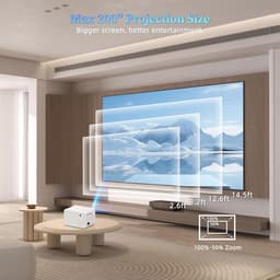 SnelShoppen - Projector 1080P met 16.000 Lumen, Native Resolutie, Elektrische Focus en Zoom, Ideaal voor Feest, Camping, Thuisbioscoop, Buiten, Kinder — thumbnail 4