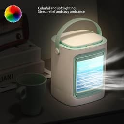 Draagbare Airco Fan - Verdampingskoeler Mini - Persoonlijk Comfort - Stille Werking - 7 Kleuren Licht - Wit — thumbnail 4