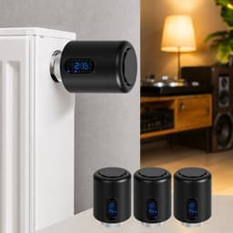 WiFi Radiatorthermostaat met App-bediening en 7 Ventieladapters – Zwart – 3-pack — thumbnail 1
