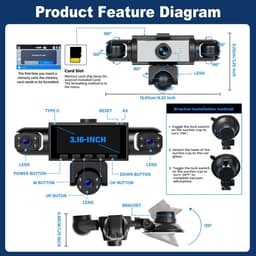NHOPEEW Dashcam 1080P, 3,16 inch, 5 kanalen, cyclusopname - ShopVlot — thumbnail 4