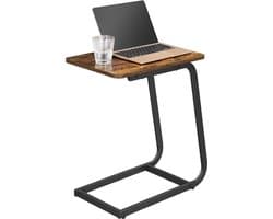ACAZA Bijzettafel - Zwart en vintage bruin - 50 x 35 x 62 cm (L x B x H) - Bedtafeltje - Laptoptafel - Bijzettafel - Nachtkastje - Laptop Tafel - Laptoptafel - Bijzettafel Bank