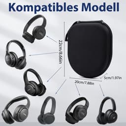 Draagbare Reishoes voor Draadloze Koptelefoon - Beschermtas met Ritssluiting en Binnenvak - Voor Over-Ear Hoofdtelefoons - Zwart — thumbnail 3