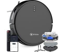 STEGA® RC1400 Robotstofzuiger Met Laadstation - Met Dweilfunctie - Huisdieren - Met App - 180 minuten