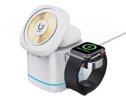Luxe oplaadstation - Dockingstation - 3 in 1 Oplader - Magnetisch - Draadloze Snellader - Type C 15W - Telefoon - Airpods - Smartwatch - Kubus - Kleur WIT