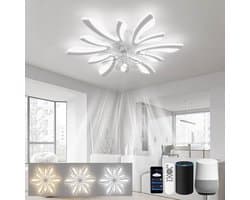 Plafondventilator met Kroonluchter, 78 cm, Slimme Verlichting, Stille Werking, Instelbare Snelheden, Voor Slaapkamer en Woonkamer
