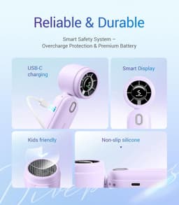 Draagbare Handventilator 3-in-1 met Turbo Koeling, 4000mAh USB Oplaadbaar, 5 Snelheden, Opvouwbare Zakventilator voor Reis en Bureel — thumbnail 5